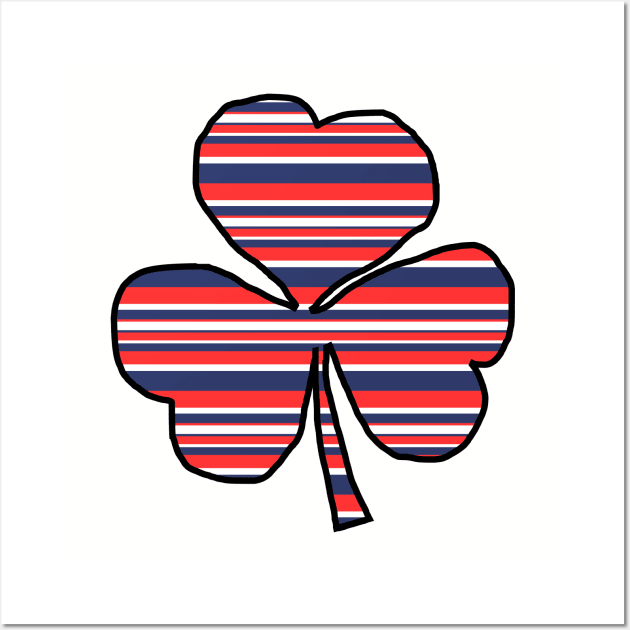 Shamrock in Red White Blue Stripes Wall Art by ellenhenryart